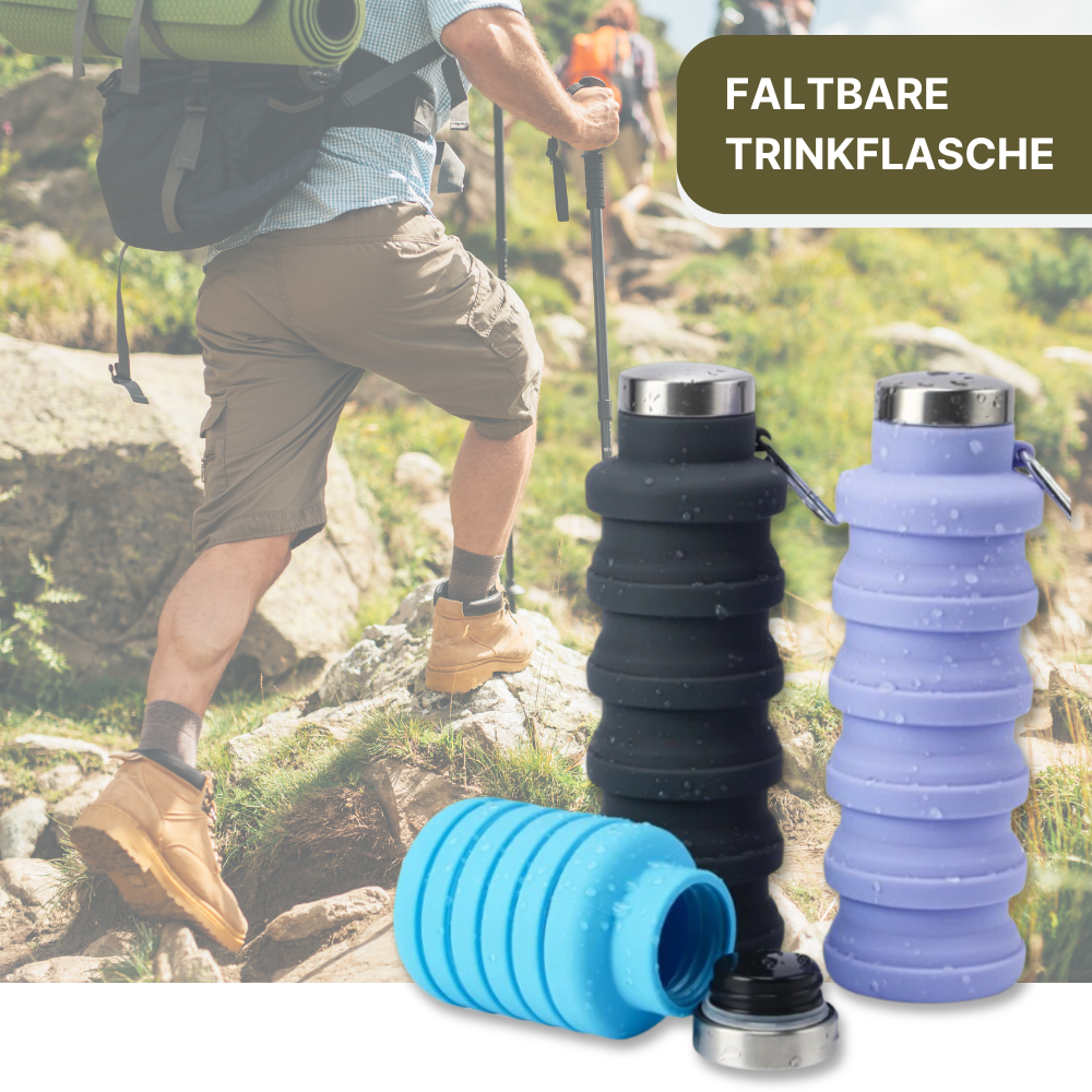 Faltbare Trinkflasche aus Silikon - klein und kompakt für unterwegs