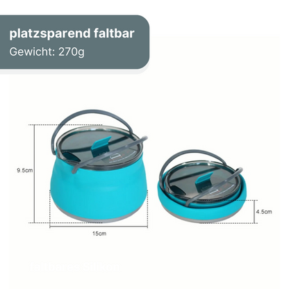 Faltbarer Outdoor Wasserkocher aus Silikon - platzsparender Genuss für unterwegs