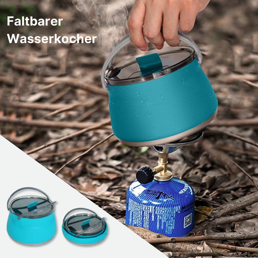 Faltbarer Outdoor Wasserkocher aus Silikon - platzsparender Genuss für unterwegs