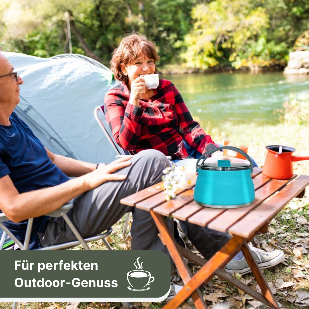 Faltbarer Outdoor Wasserkocher aus Silikon - platzsparender Genuss für unterwegs