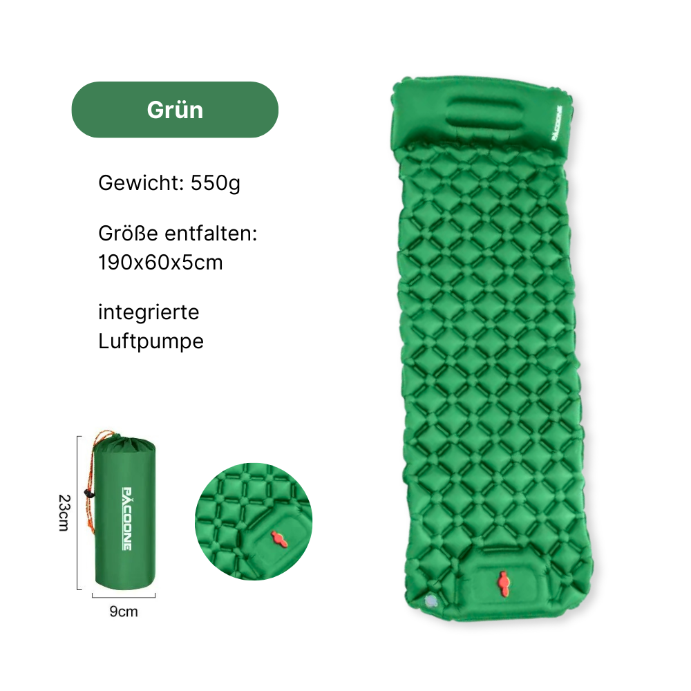 Outdoor Schlafmatte mit integrierter Luftpumpe - kompakter Schlafkomfort in Sekunden