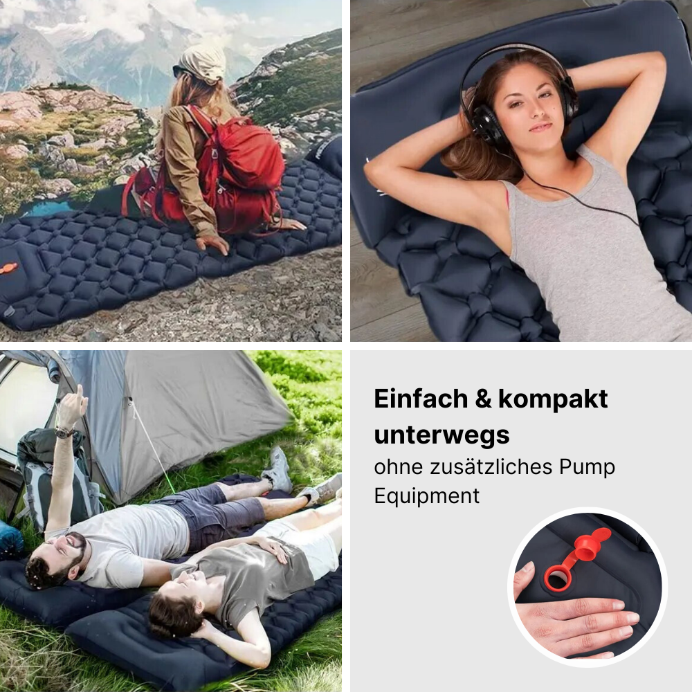 Outdoor Schlafmatte mit integrierter Luftpumpe - kompakter Schlafkomfort in Sekunden