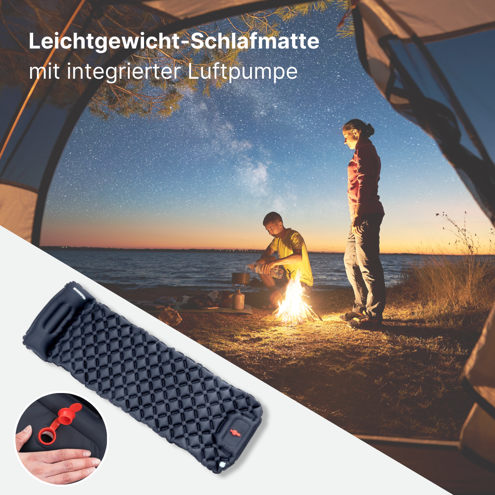 Outdoor Schlafmatte mit integrierter Luftpumpe - kompakter Schlafkomfort in Sekunden
