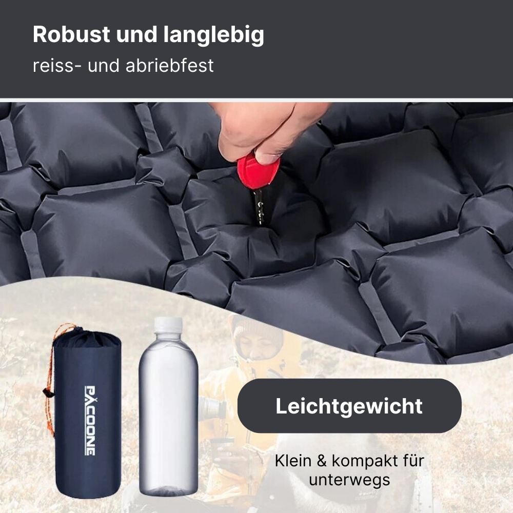 Outdoor Schlafmatte mit integrierter Luftpumpe - kompakter Schlafkomfort in Sekunden