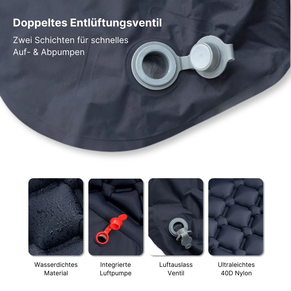 Outdoor Schlafmatte mit integrierter Luftpumpe - kompakter Schlafkomfort in Sekunden