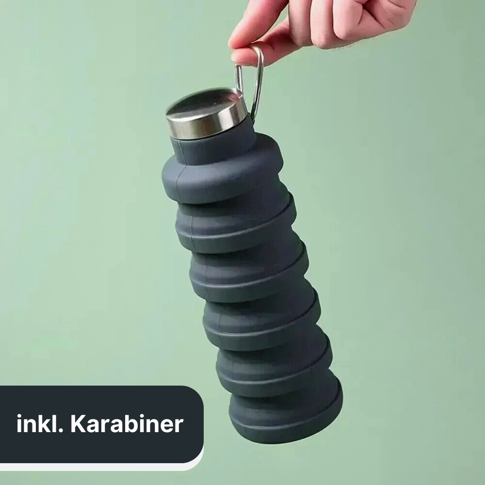 Faltbare Trinkflasche aus Silikon - klein und kompakt für unterwegs