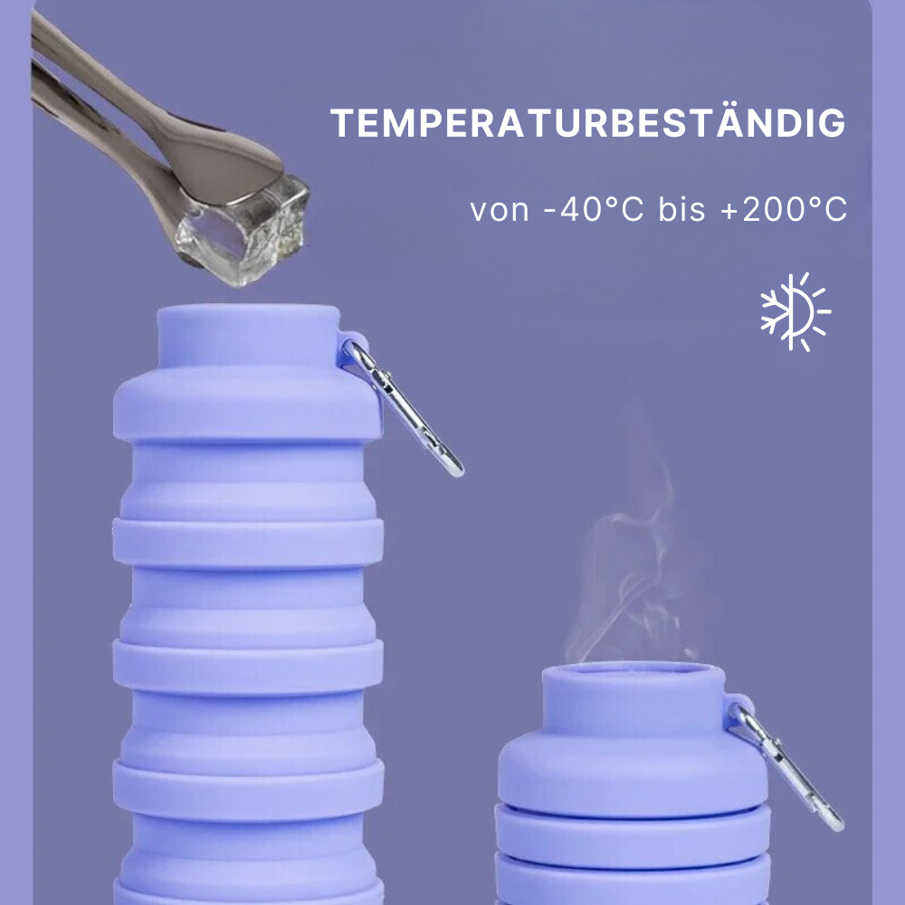 Faltbare Trinkflasche aus Silikon - klein und kompakt für unterwegs