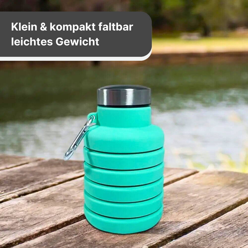 Faltbare Trinkflasche aus Silikon - klein und kompakt für unterwegs