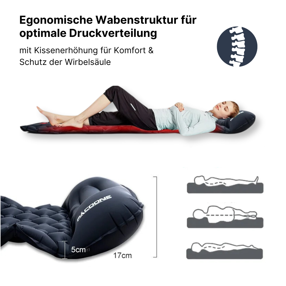 Outdoor Schlafmatte mit integrierter Luftpumpe - kompakter Schlafkomfort in Sekunden